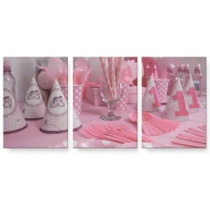 アートパネル 絵 絵画 飾り 選べるサイズ 594×841mm A1 3枚セット セット物 モダン 玄関 写真 フォト インテリア おしゃれ 025671 パーティー ドット テーブル