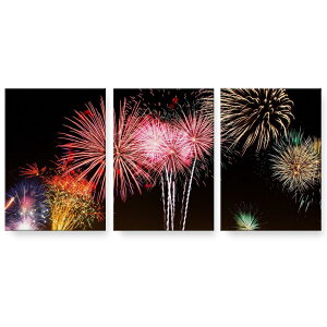 アートパネル 3連 3枚セット 絵 絵画 飾り igsticker 594mmx420mm A2 フォト 壁掛け 木枠 インテリア おしゃれ 025769 花火 空