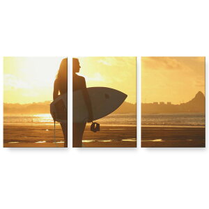 アートパネル 3連 3枚セット 絵 絵画 飾り igsticker 594mmx420mm A2 フォト 壁掛け 木枠 インテリア おしゃれ 025954 サーフィン サーフ 女性 ビーチ 海