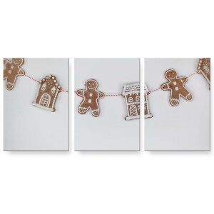 アートパネル 3連 3枚セット 絵 絵画 飾り igsticker 594mmx420mm A2 フォト 壁掛け 木枠 インテリア おしゃれ 025989 クリスマス ガーランド クッキー