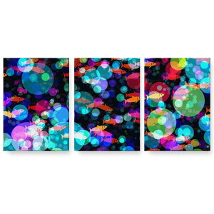 アートパネル 絵 絵画 飾り 選べるサイズ 594×841mm A1 3枚セット セット物 モダン 玄関 写真 フォト インテリア おしゃれ 015719 魚 水泡 水族館