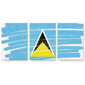 アートパネル 3連 3枚セット 絵 絵画 飾り igsticker 594mmx420mm A2 フォト 壁掛け 木枠 インテリア おしゃれ 018546 国旗 saint-lucia セントルシア