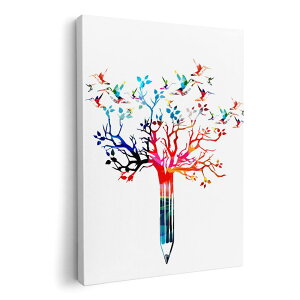 アートパネル 絵 絵画 飾り 選べるサイズ 420×594 mm A2 モダン 玄関 写真 フォト インテリア おしゃれ 015777 鉛筆 木 枝 カラフル