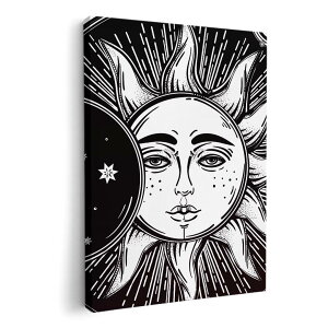 アートパネル 絵 絵画 飾り 選べるサイズ 420×297 mm A3 モダン 玄関 写真 フォト インテリア おしゃれ 010234 太陽 月 キャラクター