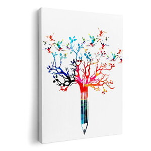 アートパネル 絵 絵画 飾り 選べるサイズ 420×297 mm A3 モダン 玄関 写真 フォト インテリア おしゃれ 015777 鉛筆 木 枝 カラフル