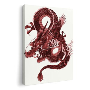 アートパネル 絵 絵画 飾り 選べるサイズ 210×297 mm A4 モダン 玄関 写真 フォト インテリア おしゃれ 008347 和柄 和風 赤 レッド 龍