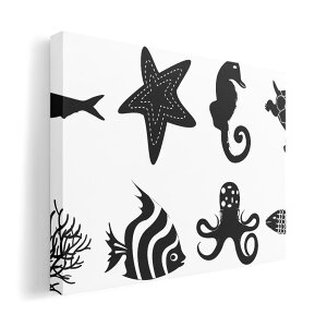 アートパネル 絵 絵画 飾り 選べるサイズ 210×297 mm A4 モダン 玄関 写真 フォト インテリア おしゃれ 009513 海 生き物 白 黒