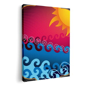 アートパネル 絵 絵画 飾り 選べるサイズ 210×148 mm A5 モダン 玄関 写真 フォト インテリア おしゃれ 005857 太陽 海 イラスト