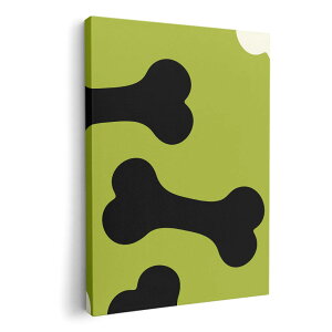 アートパネル 絵 絵画 飾り 選べるサイズ 210×148 mm A5 モダン 玄関 写真 フォト インテリア おしゃれ 008110 黄緑 犬 骨 模様