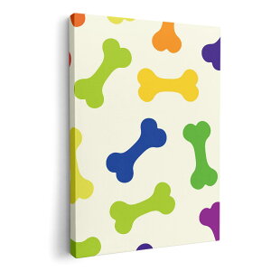 アートパネル 絵 絵画 飾り 選べるサイズ 210×148 mm A5 モダン 玄関 写真 フォト インテリア おしゃれ 008123 犬 カラフル 骨 模様