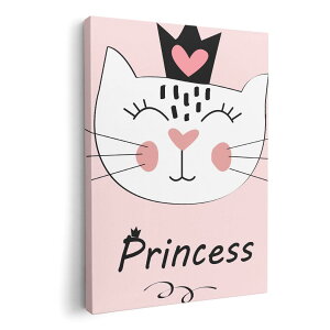 アートパネル 絵 絵画 飾り 選べるサイズ 210×148 mm A5 モダン 玄関 写真 フォト インテリア おしゃれ 015625 プリンセス 猫 ピンク