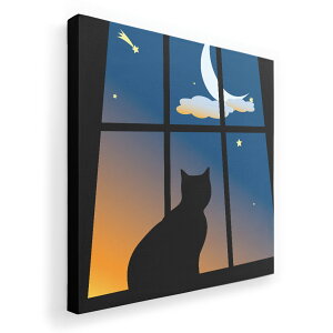 アートパネル 絵 絵画 飾り 選べるサイズ 455×455mm 正方 スクエア モダン 玄関 写真 フォト インテリア おしゃれ 001048 猫 三日月