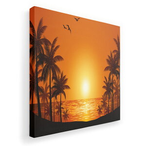 アートパネル 絵 絵画 飾り 選べるサイズ 455×455mm 正方 スクエア モダン 玄関 写真 フォト インテリア おしゃれ 003555 海 イラスト 夕日