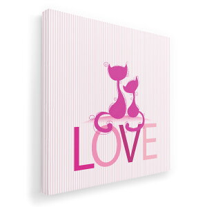 アートパネル 絵 絵画 飾り 選べるサイズ 333×333mm 正方 スクエア モダン 玄関 写真 フォト インテリア おしゃれ 005804 猫 ねこ 動物 ピンク