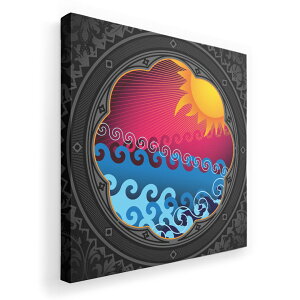 アートパネル 絵 絵画 飾り 選べるサイズ 333×333mm 正方 スクエア モダン 玄関 写真 フォト インテリア おしゃれ 005857 太陽 海 イラスト