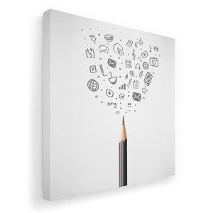 アートパネル 絵 絵画 飾り 選べるサイズ 455×455mm 正方 スクエア モダン 玄関 写真 フォト インテリア おしゃれ 006316 アイコン 鉛筆