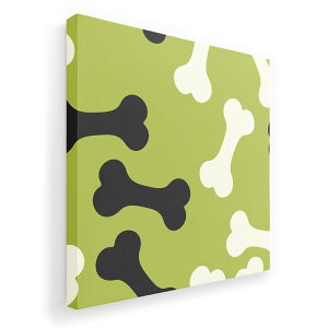 アートパネル 絵 絵画 飾り 選べるサイズ 455×455mm 正方 スクエア モダン 玄関 写真 フォト インテリア おしゃれ 008110 黄緑 犬 骨 模様