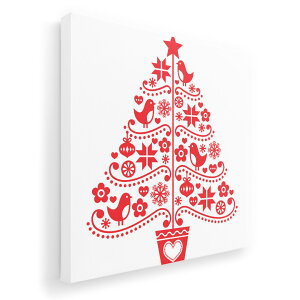 アートパネル 絵 絵画 飾り 選べるサイズ 333×333mm 正方 スクエア モダン 玄関 写真 フォト インテリア おしゃれ 009717 クリスマス ツリー 赤