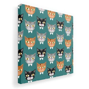 アートパネル 絵 絵画 飾り 選べるサイズ 455×455mm 正方 スクエア モダン 玄関 写真 フォト インテリア おしゃれ 010213 猫 キャラクター 緑