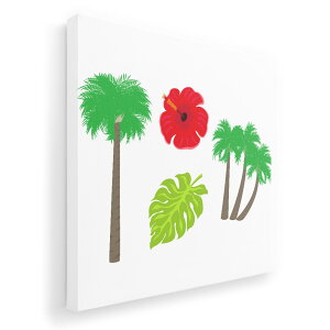 アートパネル 絵 絵画 飾り 選べるサイズ 333×333mm 正方 スクエア モダン 玄関 写真 フォト インテリア おしゃれ 014105 ハイビスカス ヤシの木