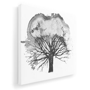 アートパネル 絵 絵画 飾り 選べるサイズ 333×333mm 正方 スクエア モダン 玄関 写真 フォト インテリア おしゃれ 014488 木 イラスト モノクロ