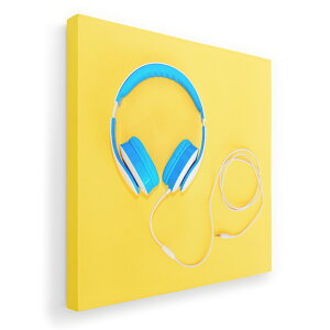 アートパネル 絵 絵画 飾り 選べるサイズ 333×333mm 正方 スクエア モダン 玄関 写真 フォト インテリア おしゃれ 014884 ヘッドホン 音楽 黄色 イエロー