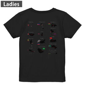Tシャツ レディース バックプリント 半袖 ブラック 黒 デザイン M L tシャツ ティーシャツ T shirt 003441 外国　国旗　地図
