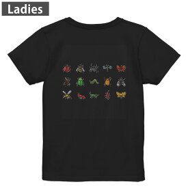 Tシャツ レディース バックプリント 半袖 ブラック 黒 デザイン M L tシャツ ティーシャツ T shirt 013485 虫　昆虫　テントウムシ