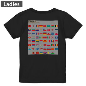 Tシャツ レディース バックプリント 半袖 ブラック 黒 デザイン M L tシャツ ティーシャツ T shirt 015769 国旗　かわいい　カラフル