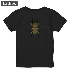 Tシャツ レディース バックプリント 半袖 ブラック 黒 デザイン M L tシャツ ティーシャツ T shirt 017771 昆虫　虫　クワガタ