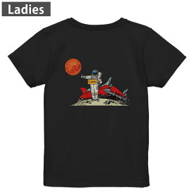 Tシャツ レディース バックプリント 半袖 ブラック 黒 デザイン M L tシャツ ティーシャツ T shirt 017775 宇宙　飛行士