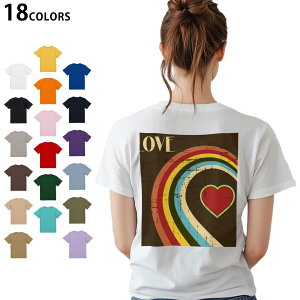 選べる18カラー Tシャツ レディース 半袖 ホワイト グレー デザイン M L Tシャツ ティーシャツ T shirt 001215 ハート レインボー