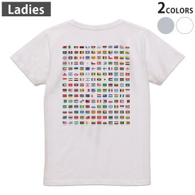 Tシャツ レディース バックプリント 半袖 ホワイト グレー デザイン M Lティーシャツ T shirt 009360 外国　国旗