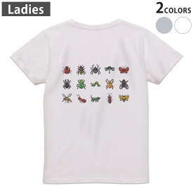 Tシャツ レディース バックプリント 半袖 ホワイト グレー デザイン M Lティーシャツ T shirt 013485 虫　昆虫　テントウムシ