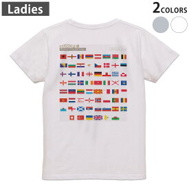 Tシャツ レディース バックプリント 半袖 ホワイト グレー デザイン M Lティーシャツ T shirt 015769 国旗　かわいい　カラフル