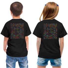 tシャツ キッズ バックプリント 半袖 黒地 ブラック デザイン 90 100 110 120 130 140 150 Tシャツ ティーシャツ T shirt 009360 外国　国旗