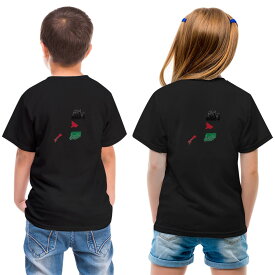 tシャツ キッズ バックプリント 半袖 黒地 ブラック デザイン 90 100 110 120 130 140 150 Tシャツ ティーシャツ T shirt 018917 palestine パレスチナ