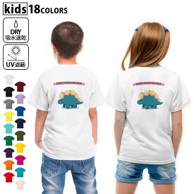 ドライTシャツ バックプリント 選べる18カラー tシャツ キッズ 半袖 速乾 UV デザイン 120 130 140 150 160 Tシャツ ティーシャツ T shirt　017546 ダイナソー　恐竜　Dinosaur
