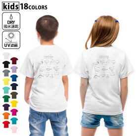 ドライTシャツ バックプリント 選べる18カラー tシャツ キッズ 半袖 速乾 UV デザイン 120 130 140 150 160 Tシャツ ティーシャツ T shirt　017565 ダイナソー　恐竜　Dinosaur　白黒