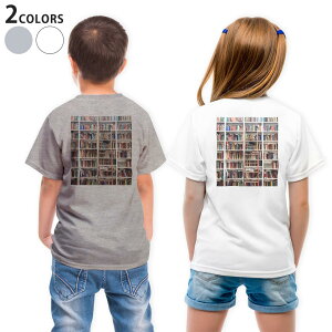 Tシャツ キッズ バックプリント 半袖 白地 デザイン 90 100 110 120 130 140 150 Tシャツ ティーシャツ T shirt 023007 本棚 写真