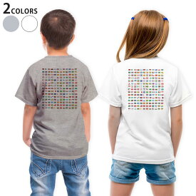 Tシャツ キッズ バックプリント 半袖 白地 デザイン 90 100 110 120 130 140 150 Tシャツ ティーシャツ T shirt 009360 外国　国旗