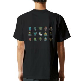 tシャツ メンズ 半袖 バックプリント ブラック デザイン XS S M L XL 2XL ティーシャツ T shirt 013481 ロボット　ロケット　犬