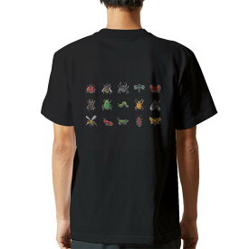tシャツ メンズ 半袖 バックプリント ブラック デザイン XS S M L XL 2XL ティーシャツ T shirt 013485 虫　昆虫　テントウムシ