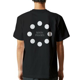 tシャツ メンズ 半袖 バックプリント ブラック デザイン XS S M L XL 2XL ティーシャツ T shirt 016022 月の満ち欠け　宇宙　月