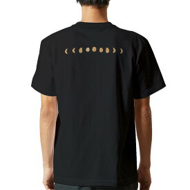 tシャツ メンズ 半袖 バックプリント ブラック デザイン XS S M L XL 2XL ティーシャツ T shirt 017493 月の満ち欠け　夜　月