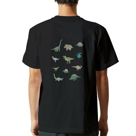 tシャツ メンズ 半袖 バックプリント ブラック デザイン XS S M L XL 2XL ティーシャツ T shirt 017553 ダイナソー　恐竜　Dinosaur　表