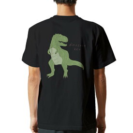 tシャツ メンズ 半袖 バックプリント ブラック デザイン XS S M L XL 2XL ティーシャツ T shirt 017558 ダイナソー　恐竜　Dinosaur rex　ティラノサウルス