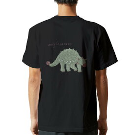 tシャツ メンズ 半袖 バックプリント ブラック デザイン XS S M L XL 2XL ティーシャツ T shirt 017564 ダイナソー　恐竜　Dinosaur　アンキロサウルス