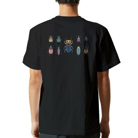 tシャツ メンズ 半袖 バックプリント ブラック デザイン XS S M L XL 2XL ティーシャツ T shirt 017768 昆虫　虫　カラフル　一覧