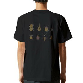 tシャツ メンズ 半袖 バックプリント ブラック デザイン XS S M L XL 2XL ティーシャツ T shirt 017770 昆虫　虫　カブトムシ　クワガタ
